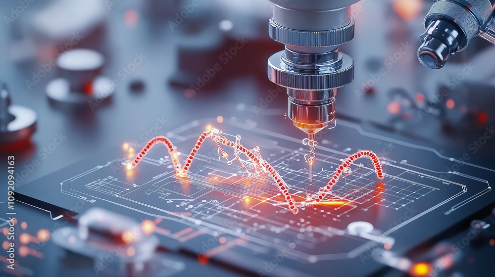 Leinwandbilder futuristic health tech lab showcasing advanced quantum computing technology