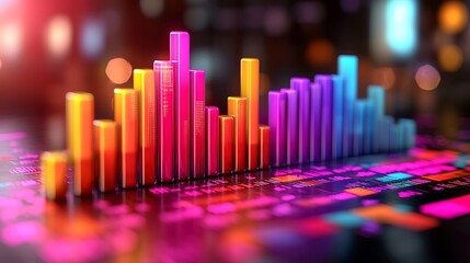Fototapeta premium Vibrant D Bar Chart Data Visualization Financial Growth