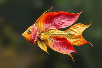 Leaf Fish A colorful fish formed from a single flowing leaf