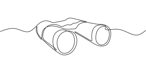 Obraz premium Minimalist One Line Art of Vintage Binoculars. Representing Discovery, Exploration, and a Classic Style.