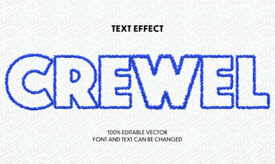 realistic crewel text effect. editable vector art.