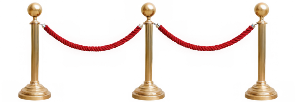 Set four golden stanchion barriers red rope barrier Stanchions with velvet
