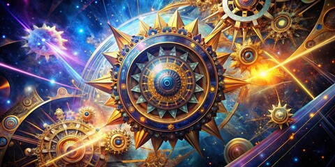 Fototapeta premium Celestial Clockwork A Cosmic Machine, Space ,Clockwork