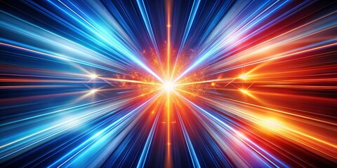 Fototapeta premium Abstract Blue and Red Light Streaks Converging at Center, abstract, light streaks, speed , abstract art