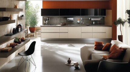 Small space kitchen design with smart storage solutions and stylish, minimalist decor