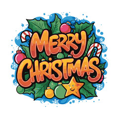 Fototapeta premium Festive Merry Christmas colorful Design with vector art