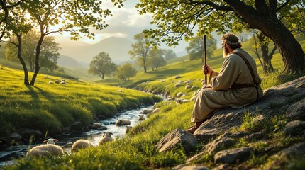 Shepherd with his flock