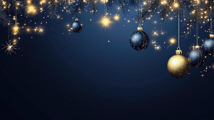 Sparkling Ornaments Decorate Festive Winter Branches with Glimmering Lights and Shimmering Stars for a Magical Holiday Season Celebration.