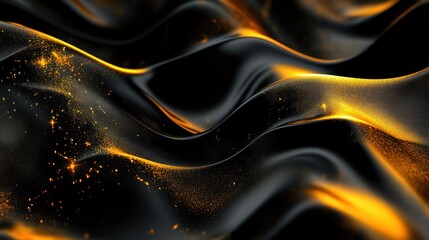 Abstract Black and Gold  Waves
