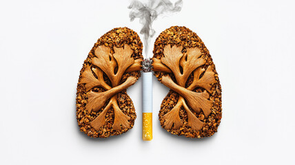 Powerful anti smoking poster with lungs and cigarette illustration