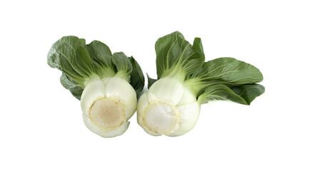 Fresh Bok Choy Stalks Isolated on White Background