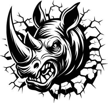 Rhino on crack wall