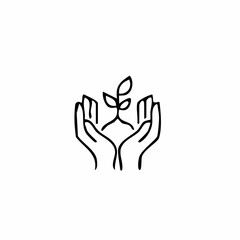 Obraz premium Hands Protecting a Plant Icon