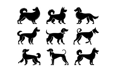 Obraz premium vector collection of dog animal silhouette illustrations
