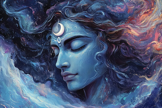 Hindu God Shiva in cosmic world