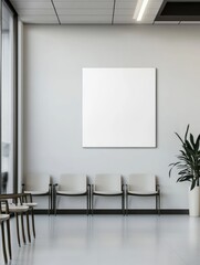 Modern Waiting Area With Blank Wall Advertisement