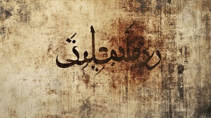 Arabic calligraphy with distressed texture, vintage and rustic style, sepia tones