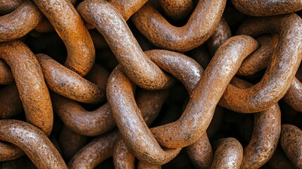 Fototapeta premium Rusty Metal Chain Links Background Texture