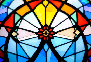 Op Art Vibrant Glass Photograph a stained glass window with a fo