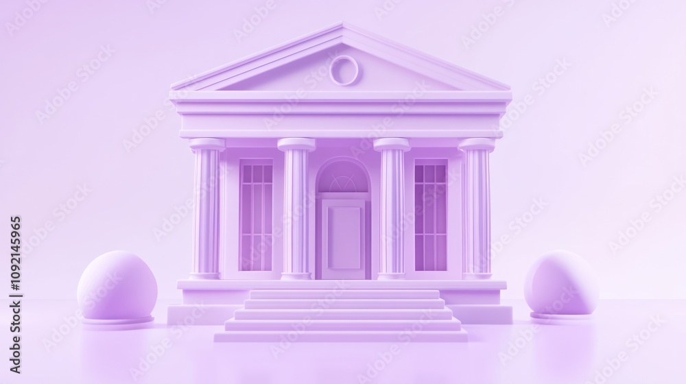 Aufkleber A stylized purple building with columns and steps, resembling a classical structure.