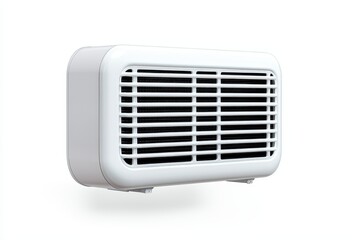 Fototapeta premium Modern White Wall-Mounted Air Conditioner Design Featuring Clean Lines and Compact Structure, Perfect for Minimalist Interior Decor and Energy Efficiency