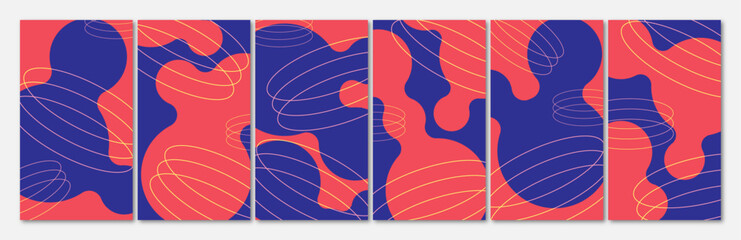 set of spiral and circular bold abstract backgrounds