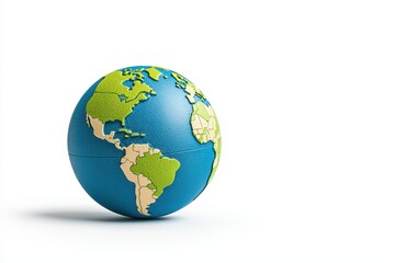 Fototapeta premium Colorful and Detailed Globe Model Representing Continents and Oceans on a Bright White Background for Educational and Creative Use