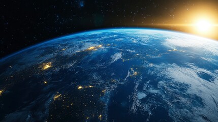 Obraz premium Earthrise Sunrise Over Planet Earth from Space