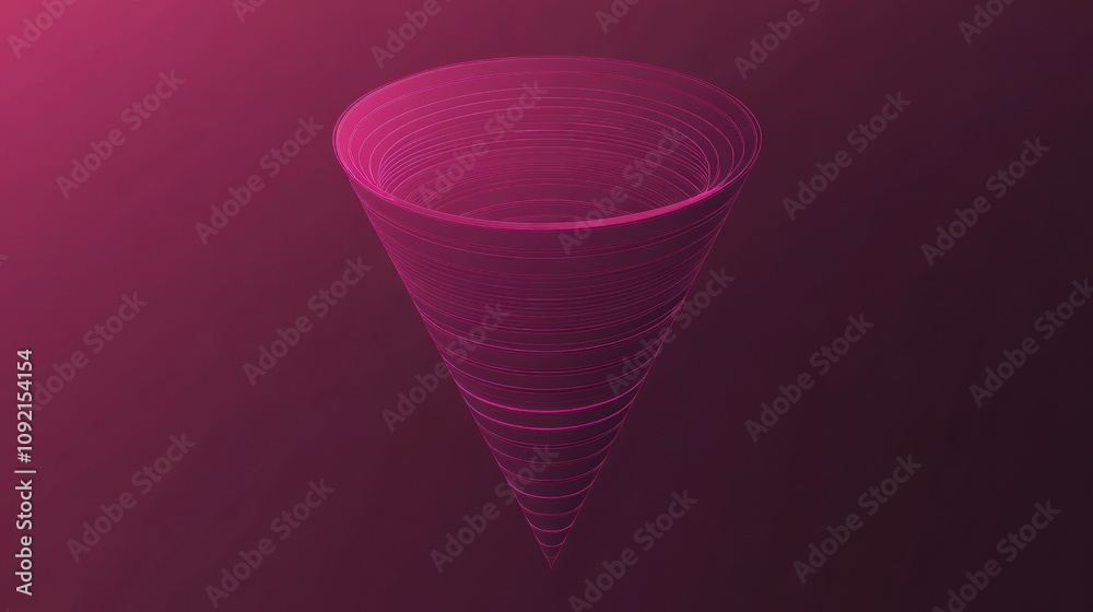 Aufkleber A digital illustration of a 3D cone shape with concentric lines in a gradient background.
