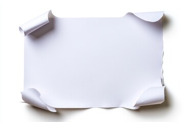 Clean and Smooth White Sheet of Paper with Rolled Edges and Subtle Curves Perfect for Presentations, Designs, and Creative Projects