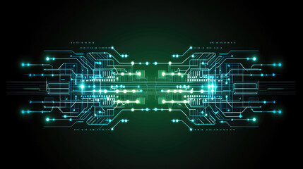 Obraz premium Futuristic circuit board design with glowing elements and patterns