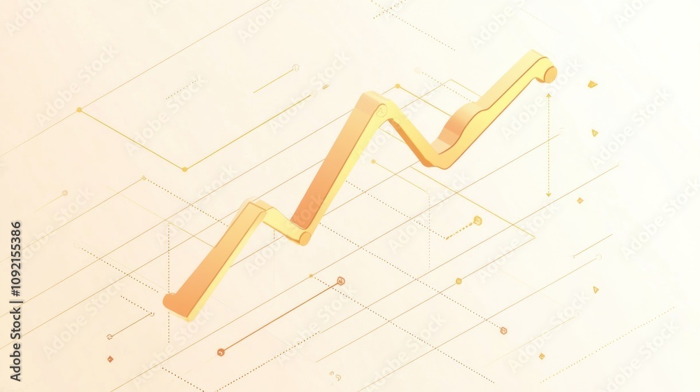 Poster a stylized golden line graph representing growth or progress.