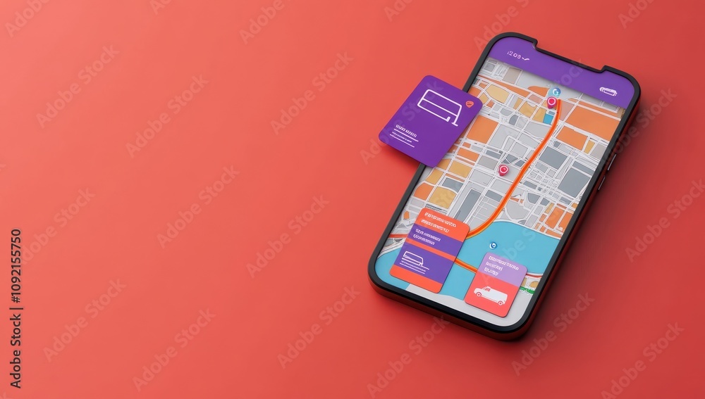 Aufkleber A smartphone displaying a navigation app with a map and route highlighted.