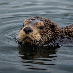 otter in the water,otter on the rock,close up of a otter
