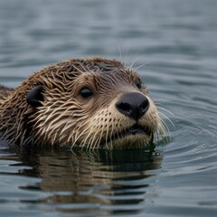 otter in the water,otter on the rock,close up of a otter