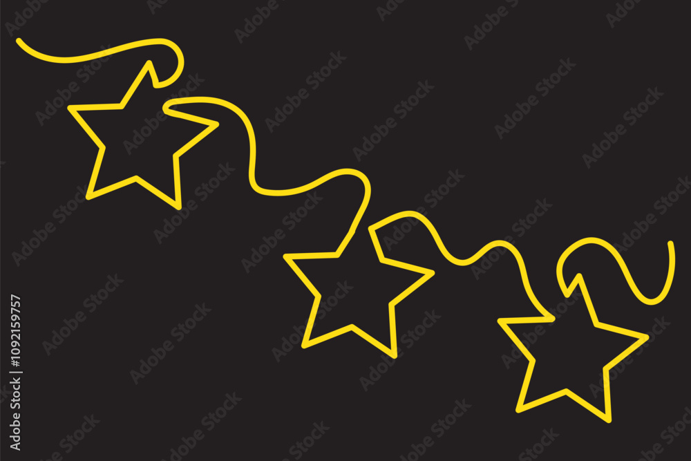 Wall mural line star one continuous line drawing design vector