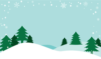 Obraz premium 雪の積もった冬の森のイラスト背景素材