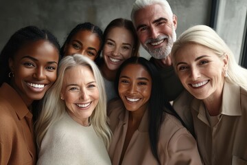 Obraz premium A joyful multigenerational group posing for the camera.