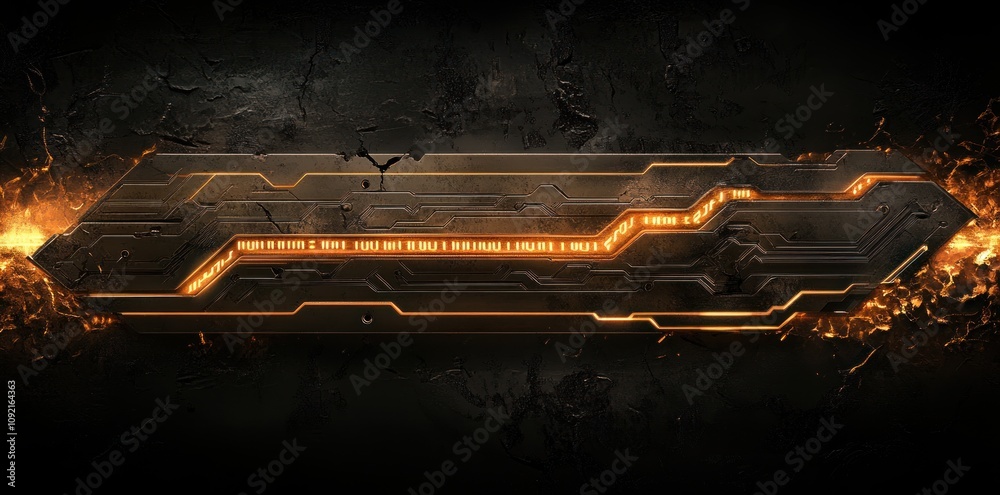 Poster a futuristic graphic design with glowing lines and textures, suitable for digital media.