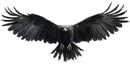 Obraz premium Crow Flying on White Background