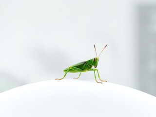 isolated grasshopper on white background with blurred surroundings, abstract, insect, color