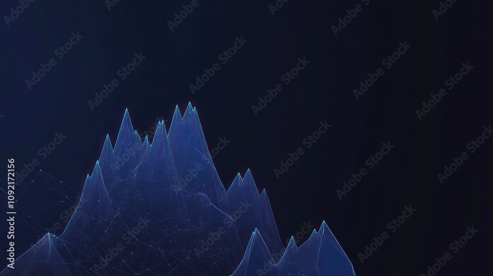Poster Abstract visualization of data with a mountain-like structure against a dark background.