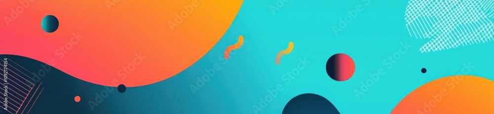 Poster A vibrant abstract design featuring colorful shapes and patterns.