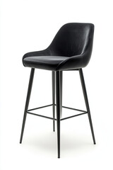 High black bar chair isolated on white background, modern furniture