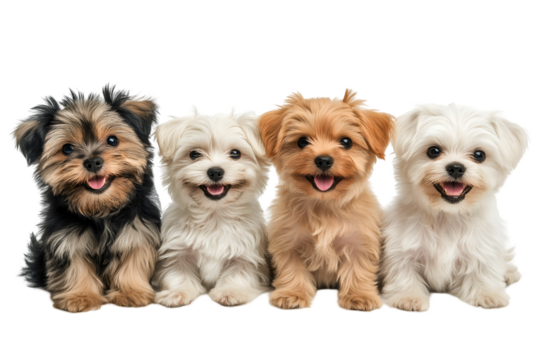Set of happy dogs various different breeds,  isolated on white background cut out. - Powered by Adobe