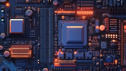 Fototapeta premium Cpu is receiving and processing data on blue circuit board