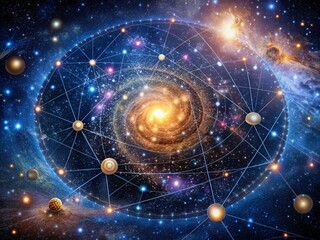 Celestial Map of the Universe: A Stunning Visualization of Constellations, Stars, and Galaxies in Rich Colors and Intricate Details for Astrological Exploration and Inspiration