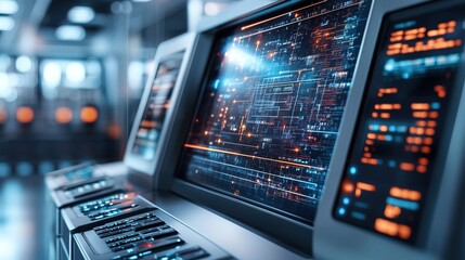 Obraz premium Advanced digital banking terminal showing secure transactions and data encryption