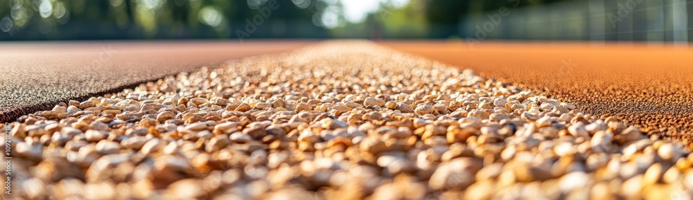 Poster Close-up of a textured running track surface with a blurred background.