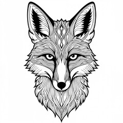 Fototapeta premium Fox Head Mandala Line Art Vector